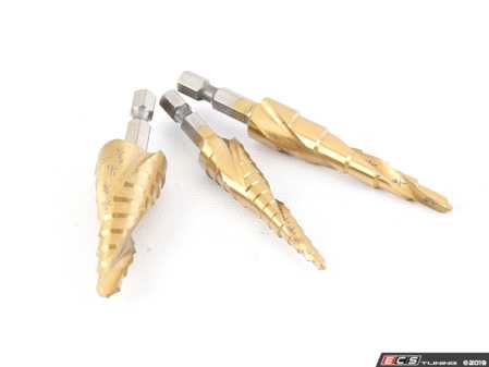 ES#3671959 - OEM24372 - 3-Piece Spiral Step Drill Bit Sets - Quick and easy. Like having a complete drill set in three bits. - OEM Tools - Audi BMW Volkswagen Mercedes Benz MINI Porsche