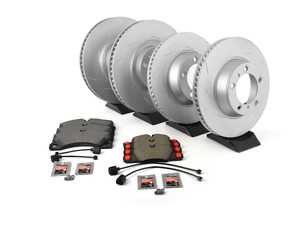 ES#3675510 - 97035140300KT5 - Front & Rear Brake Service Kit - Featuring Meyle Coated Rotors and TRW Pads - Assembled By ECS - Porsche