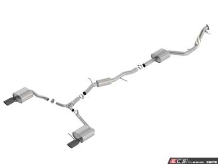 ES#3690066 - 140761BC - Performance S-Type Cat-Back Exhaust System  - 2.00", 2.75", & 3.00" diameter stainless steel tubing with dual exit, 4" single black/chrome tips - Borla - Audi