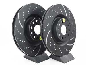 ES#522187 - GD7421 - Front Slotted & dimpled Brake Rotors - Pair (345x30) - Upgrade to a slotted & dimpled rotor for improved braking - EBC - Volkswagen