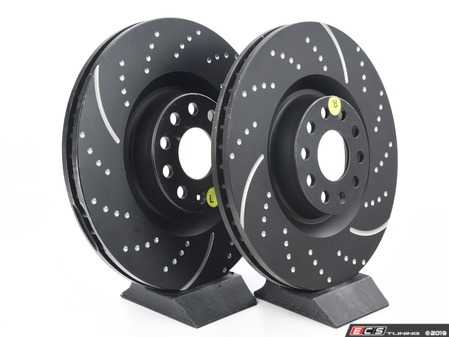 ES#522187 - GD7421 - Front Slotted & dimpled Brake Rotors - Pair (345x30) - Upgrade to a slotted & dimpled rotor for improved braking - EBC - Volkswagen