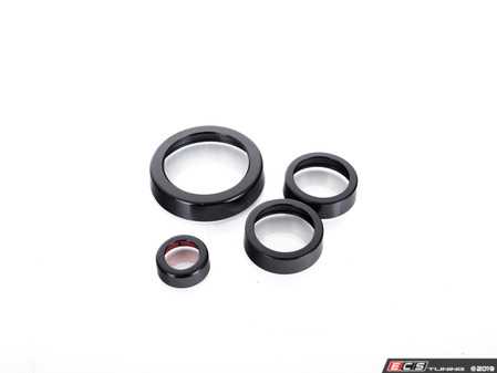ES#3638605 - 023770ECS07-02KT - Audi B9 Billet Aluminum Control Ring Kit - SMOOTH - Black Anodized Large MMI - Set of four billet aluminum trim rings for your climate control, MMI, and volume knobs. - ECS - Audi