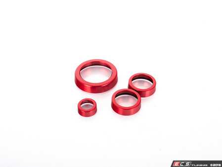 ES#3638606 - 023770ECS07-03KT - Audi B9 Billet Aluminum Control Ring Kit - SMOOTH - Red Anodized Large MMI - Set of four billet aluminum trim rings for your climate control, MMI, and volume knobs. - ECS - Audi