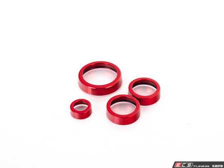 ES#3690753 - 023770ECS02-03KT - Audi B9 Billet Aluminum Control Ring Kit - SMOOTH - Red Anodized Small MMI - Set of four billet aluminum trim rings for your climate control, MMI, and volume knobs. - ECS - Audi