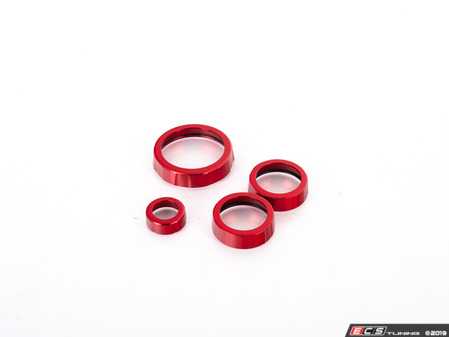 ES#3690756 - 023770ECS04-03KT - Audi B9 Billet Aluminum Control Ring Kit - NOTCHED - Red Anodized Small MMI - Set of four billet aluminum trim rings for your climate control, MMI, and volume knobs. - ECS - Audi