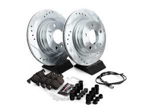 ES#3477782 - K6655-26 - Z26 Street Warrior Brake Kit - Front and Rear - Includes performance drilled and slotted rotors and Power Stop's Extreme Carbon-Fiber Ceramic pads. - Power Stop - BMW