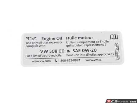 ES#3471488 - 701010043H - Oil Compliance Sticker - Sticker that shows Volkswagen oil specification. - Genuine Volkswagen Audi - Volkswagen
