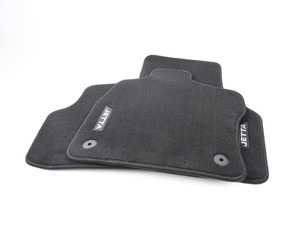 ES#3533922 - 17B061370 - Mojo Mats Floor Mat Set - Keep your interior showroom fresh with a set of four carpeted black floor mats with white JETTA lettering - Genuine Volkswagen Audi - Volkswagen