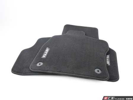 ES#3533922 - 17B061370 - Mojo Mats Floor Mat Set - Keep your interior showroom fresh with a set of four carpeted black floor mats with white JETTA lettering - Genuine Volkswagen Audi - Volkswagen