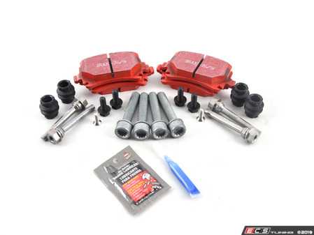 ES#3536998 - 025997ECS0398KT - Performance Rear Brake Service Kit - Featuring ECS V5 slotted rotors and ECS EP24 Enthusiast Performance pads - Assembled By ECS - Volkswagen