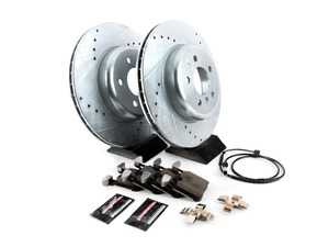 ES#3477784 - K6672-26 - Z26 Street Warrior Brake Kit - Rear - Includes performance drilled and slotted rotors and Power Stop's Extreme Carbon-Fiber Ceramic pads. - Power Stop - BMW