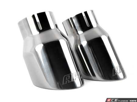 ES#3658962 - TPK0006 - Double-Walled Exhaust Tips - Polished Silver - Pair of slash-cut double-walled 3.5 exhaust tips with 2.5" inlets - APR - Audi Volkswagen Porsche