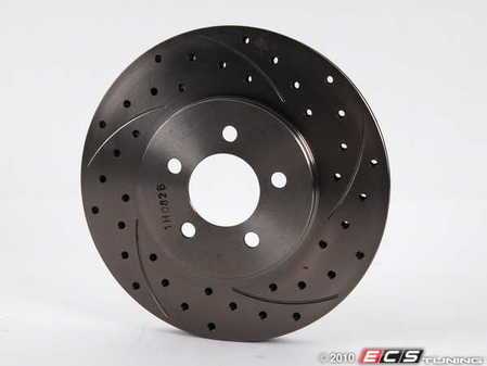 ES#1375 - ESR288G2/3L5D - Brake Rotor - Left Side, Cross-Drilled & Slotted, Each - (NO LONGER AVAILABLE) - Use only when converting 4-lug cars to 5-lug cars with VR6 brakes - Euro spec - 