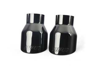 ES#3613175 - TPK0003 - Double-Walled Exhaust Tips - Polished Diamond-Black - Pair of slash-cut double-walled 4 exhaust tips with 2.5" inlets - APR - Audi Volkswagen Porsche