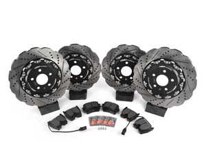 ES#3604759 -  003281ecs02KT - Performance Front & Rear Brake Service Kit - Featuring ECS 2-Piece Tru-Float scalloped style brake rotors and ECS EP24 Enthusiast Performance pads - Assembled By ECS - Audi