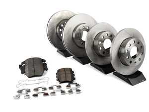 ES#3159025 - KOE4068 - Autospecialty Daily Driver Brake Service Kit - Front & Rear (288x25/260x12) - Stock replacement brake kit with hardware, featuring OE replacement brake rotors and high performance Evolution ceramic pads - Power Stop - Volkswagen