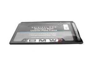 ES#196053 - 82120010398 - "BMW" License Plate Frame - Black  - Black stainless finish with the BMW insignia - Genuine BMW - BMW