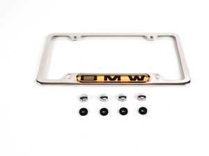 ES#196049 - 82120010394 - BMW License Plate Frame - (NO LONGER AVAILABLE) - Polished license plate frame. Features the BMW logo on a gold inlay - Genuine BMW - 