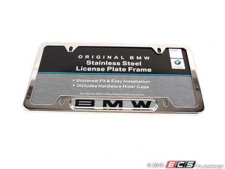 ES#196050 - 82120010395 - "BMW" License Plate Frame - Polished - Polished stainless finish with the BMW insignia - Genuine BMW - BMW