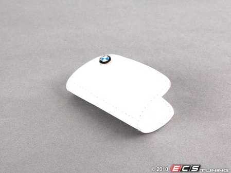 ES#1833371 - 80230439628 - Nappa Leather Key Case - White  - (NO LONGER AVAILABLE) - Featuring white stitching and the BMW roundel - Genuine BMW - 
