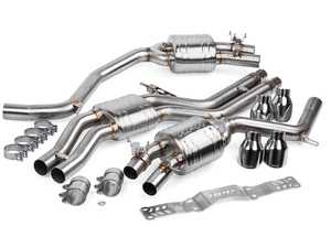 ES#3709328 - CBK0011 - APR Catback Exhaust System - Resonated (With Center Muffler)  - Dual 2.78" T304 stainless to quad 2.5" mandrel-bent brushed tubing - The APR Catback Exhaust System personalizes your vehicles looks, sound and performance! - APR - 