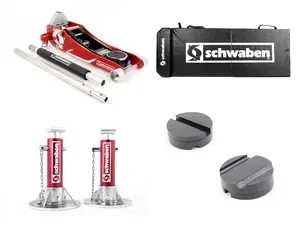 Schwaben Low Profile 2 Ton Aluminum Floor Jack With Aluminum 3-Ton Jack Stands