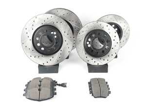 ES#3224087 - 935.33159 - Street Performance Axle Pack Service Kit - Drilled & Slotted - Front & Rear (312x25/272x10) - (NO LONGER AVAILABLE) - Featuring Stoptech Drilled and Slotted rotors and Stoptech Street pads - StopTech - 