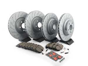 ES#3619818 - 0044209020KT2 - Front & Rear Brake Service Kit - Featuring Zimmerman rotors, and Akebono Euro Ceramic pads - Assembled By ECS - Mercedes Benz