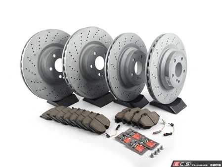 ES#3619818 - 0044209020KT2 - Front & Rear Brake Service Kit - Featuring Zimmerman rotors, and Akebono Euro Ceramic pads - Assembled By ECS - Mercedes Benz