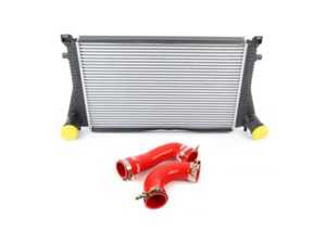 ES#3969896 - 5q0145803sKT2 - MK7 Golf R / 8V S3 Intercooler Upgrade Kit - ECS Red Silicone Boost Hoses - Higher flowing intercooler and silicone boost hoses, a complete bolt on kit - Assembled By ECS - Audi Volkswagen