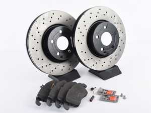 ES#3690843 - 0004213012KT7 - Front Brake Service Kit (322mm x 32mm)  - Featuring ECS V5 drilled/coated rotors, and Brembo Ceramic pads - Assembled By ECS - Mercedes Benz