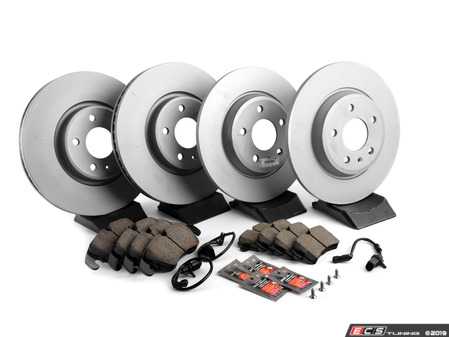 ES#3618293 - 8K0615121KT - Front & Rear Brake Service Kit - Featuring Zimmermann rotors and ECS DD23 Daily Driver ceramic pads - Assembled By ECS - Audi
