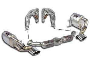 ES#3971296 - 99636SSFULLKT1 - 996 Carrera 4S Full Performance Exhaust System - Includes Performance Headers, TV Approved Mufflers, 200 Cell Metallic Catalytic Converters, and Polished Oval Tips - Supersprint - Porsche