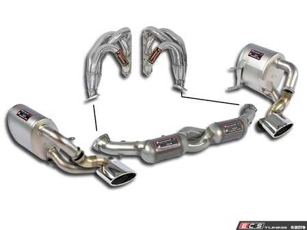 ES#3971295 - 99636SSFULLKT - 996 Carrera 4S Full Performance Exhaust System - Includes Performance Headers, "Racing" Mufflers, 200 Cell Metallic Catalytic Converters, and Polished Oval Tips - Supersprint - Porsche