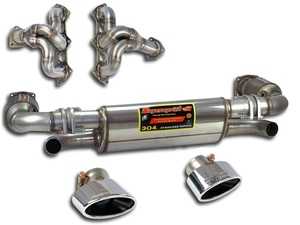 ES#3974219 - 996TURBOKT - 996 Turbo / GT2 Full Performance Exhaust System - Includes performance free-flowing turbo manifolds, high flow catalytic converts, performance muffler, and polished oval tips - Supersprint - Porsche