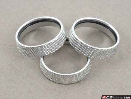 ES#3969922 - L083S - Climate Control Ring Kit - Knurled Billet Aluminum - 3 piece set of knurled billet aluminum climate control and radio control beauty rings - LEYO - Volkswagen
