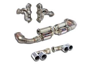 ES#3979054 - 9971ssfullKT4 - 2007-2009 997.1 Performance Turbo Manifolds and Turbo Back Performance Exhaust - Race - Include Stainless Steel Performance Turbo Manifolds "Race" Mufflers, High Flow Metallic Catalytic Converters, and Polished Tips - Supersprint - Porsche