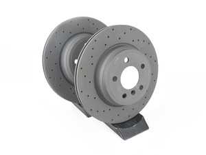 ES#3571523 - HTC5373 - Rear Talon Cross Drilled & Slotted Brake Rotors - Pair (330x20) - Upgrade to a slotted / cross-drilled rotor for improved braking - Hawk - BMW