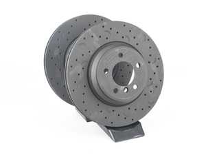ES#3571234 - HTC4862 - Front Talon Cross Drilled & Slotted Brake Rotors - Pair (348x30) - Upgrade to a slotted / cross-drilled rotor for improved braking - Hawk - BMW