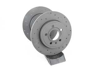 ES#3571093 - HTC4489 - Rear Talon Cross Drilled & Slotted Brake Rotors - Pair (288x12) - Upgrade to a slotted / cross-drilled rotor for improved braking - Hawk - Audi
