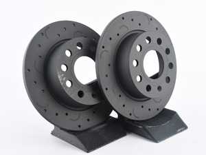 ES#3571118 - HTC4570 - Talon Rear Cross Drilled & Slotted Brake Rotors - Pair (253x10) - Upgrade to a slotted / cross-drilled rotor for improved braking - Hawk - Audi Volkswagen