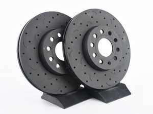 ES#3571226 - HTC4845 - Talon Front Cross Drilled & Slotted Brake Rotors - Pair (288x25) - Upgrade to a slotted / cross-drilled rotor for improved braking - Hawk - Audi Volkswagen