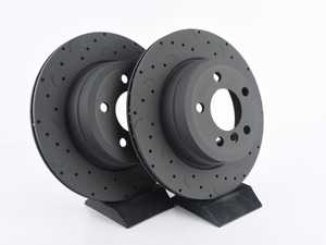 ES#3571106 - HTC4512 - Rear Talon Cross Drilled & Slotted Brake Rotors - Pair (345x24) - Upgrade to a slotted / cross-drilled rotor for improved braking - Hawk - BMW