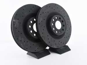 ES#3571228 - HTC4847 - Talon Front Cross Drilled & Slotted Brake Rotors - Pair (345x30) - Upgrade to a slotted / cross-drilled rotor for improved braking - Hawk - Audi Volkswagen