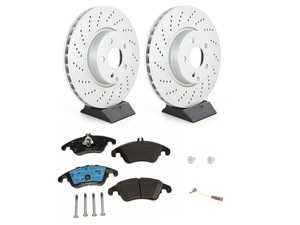 ES#3980974 - e350frontKT - Front Brake Service Kit - Featuring Meyle Rotors, Pagid Semi-Metallic Brake Pad Set, Brake Pad Sensor Wire, and Set Screws - Assembled By ECS - Mercedes Benz