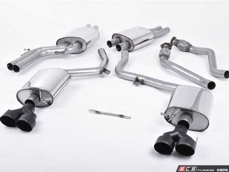 ES#2827529 - SSXAU412 - Cat-Back Exhaust System - Resonated - 2.37" stainless steel with quad 100mm black Cerakote tips - Milltek Sport - Audi