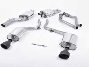 ES#2827392 - SSXAU266 - Cat-Back Exhaust System - Resonated - 2.37" stainless steel with dual 150x95 oval black Cerakote tips - Milltek Sport - Audi