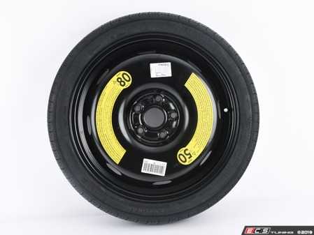 ES#4876939 - 5Q0601027CT03CWT - 18" Spare Wheel & Tire Assembly - 18x3.5 ET25 5x112 - T125/70R18 Continental Tire - Assembled By ECS - Audi Volkswagen