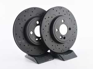 ES#3571238 - HTC4866 - Talon Front Cross Drilled & Slotted Brake Rotors - Pair 11.02" (280x22) - Upgrade to a slotted / cross-drilled rotor for improved braking - Hawk - MINI