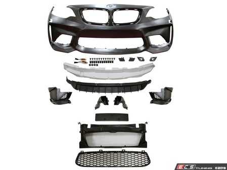 ES#3970980 - 22ECSF22M2FT - M2 Style Front Bumper  - Add the upgraded M2 aggressive look to your BMW! Primed and ready to paint. - ECS - BMW